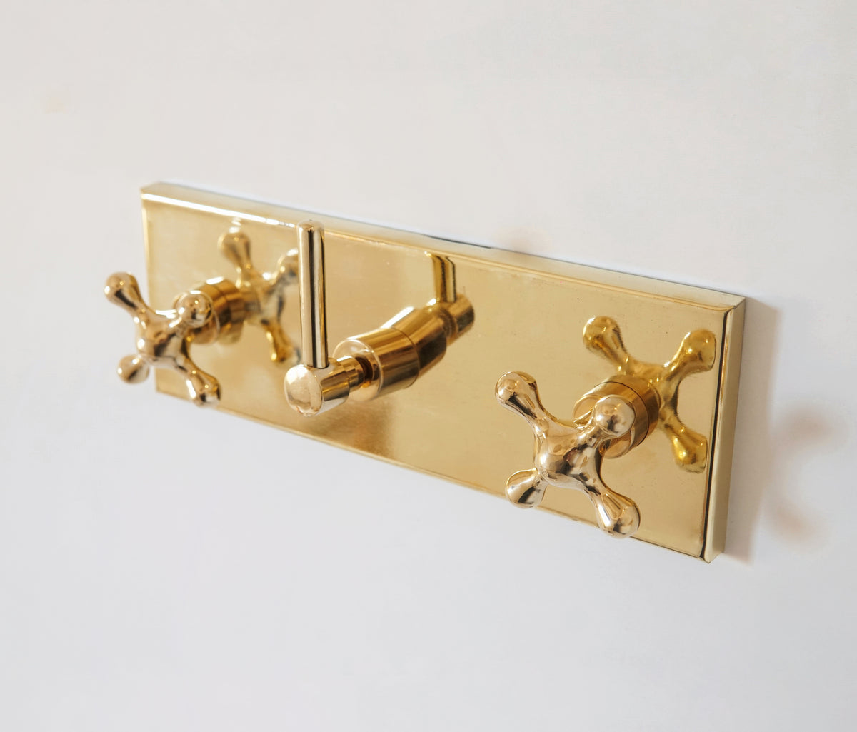 Unlacquered solid brass shower system with rainfall and handheld shower set