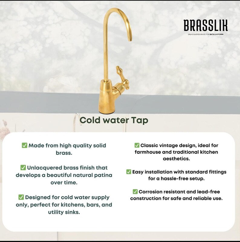 Unlacquered brass Victorian bridge faucet with optional flange