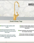 Unlacquered brass Victorian bridge faucet with optional flange