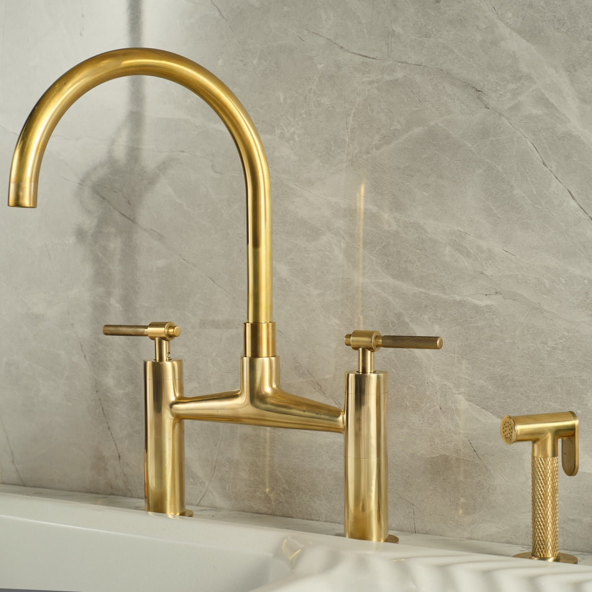 Handcrafted Vintara brass kitchen faucet