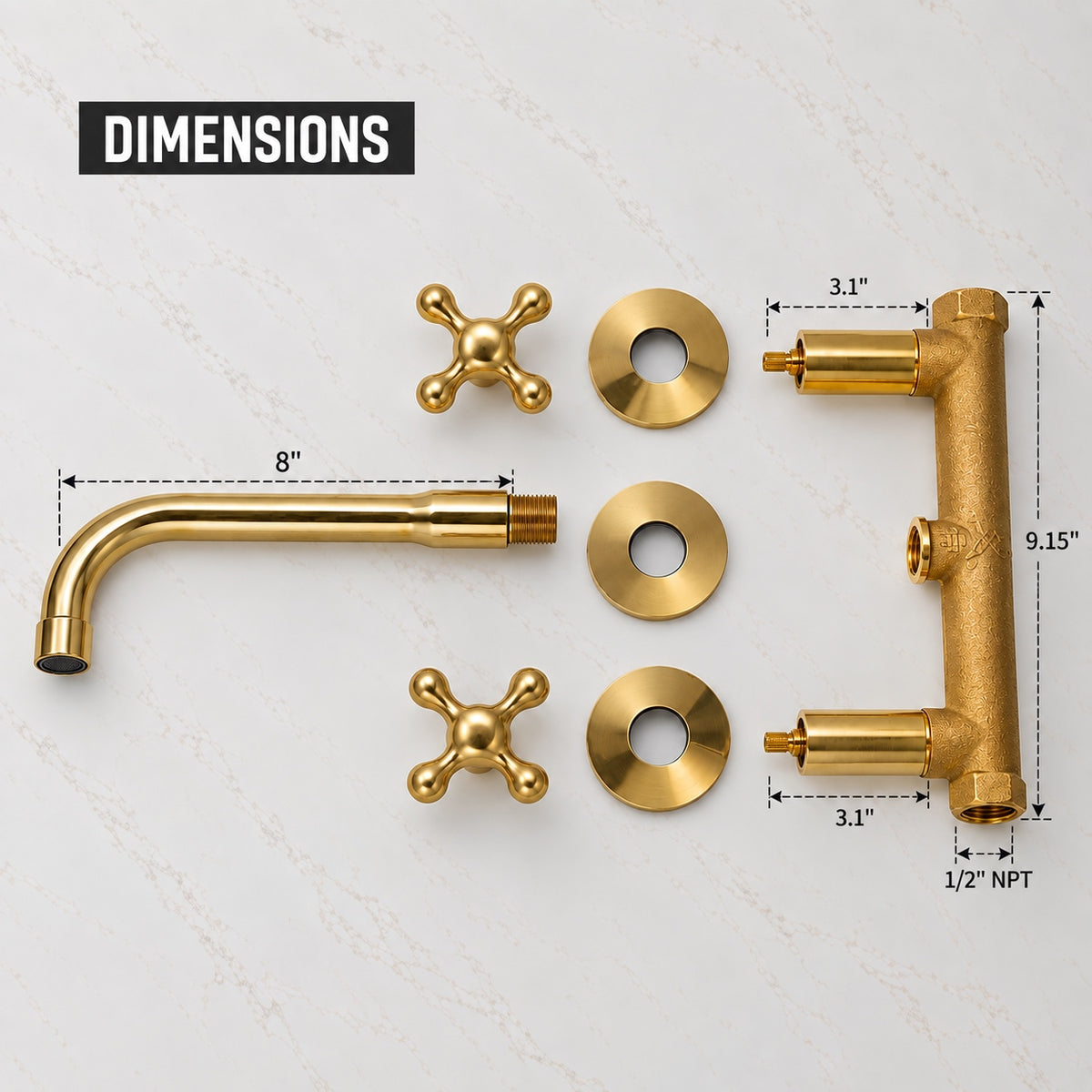 Wall mounted brass bathroom faucet BRS1 by Brasslik