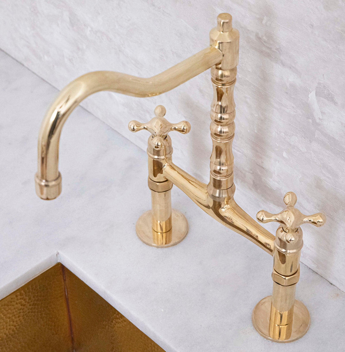 Westminster brass bridge faucet with high-arc spout