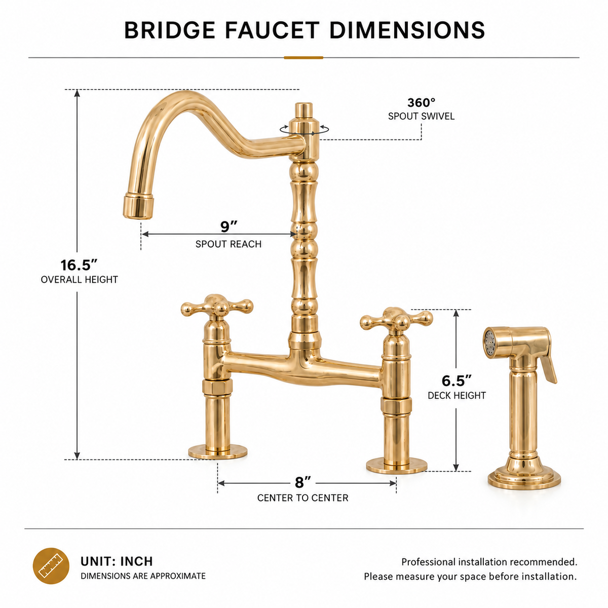 Brasslik Westminster bridge faucet in unlacquered brass