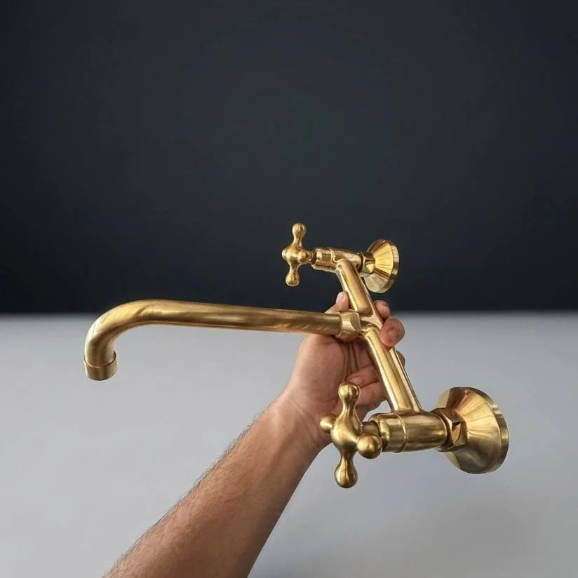 Handcrafted Winchester brass wall mounted faucet