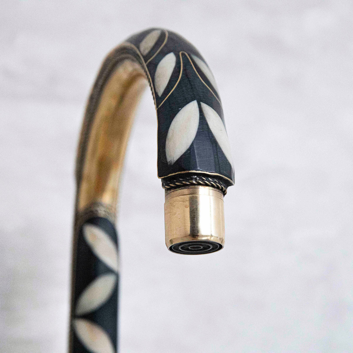 Modern wood and brass bathroom faucet for vanity sinks