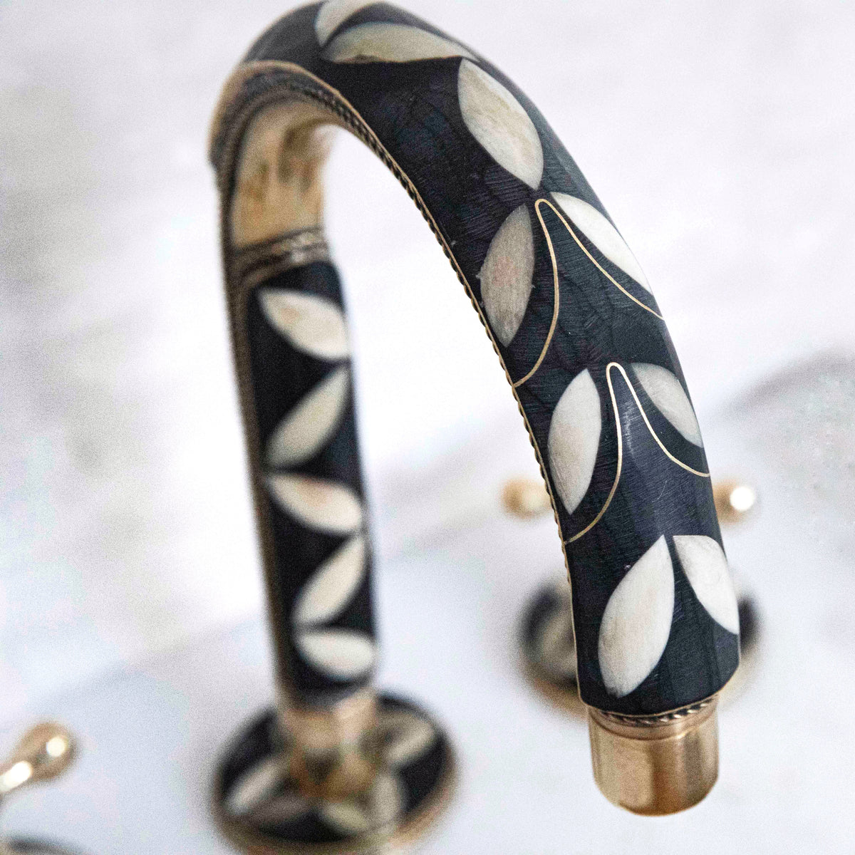 Solid brass and natural wood deck mount bathroom faucet